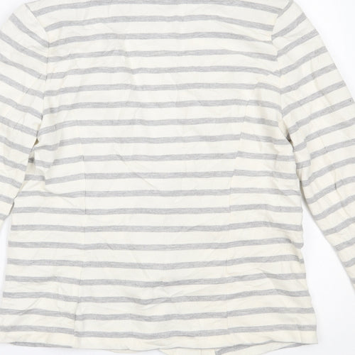 Primark Womens White Striped  Cardigan Jumper Size 12