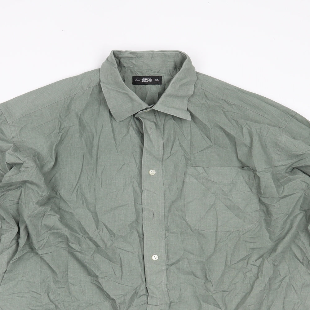 Marks and Spencer Mens Green    Dress Shirt Size 16.5