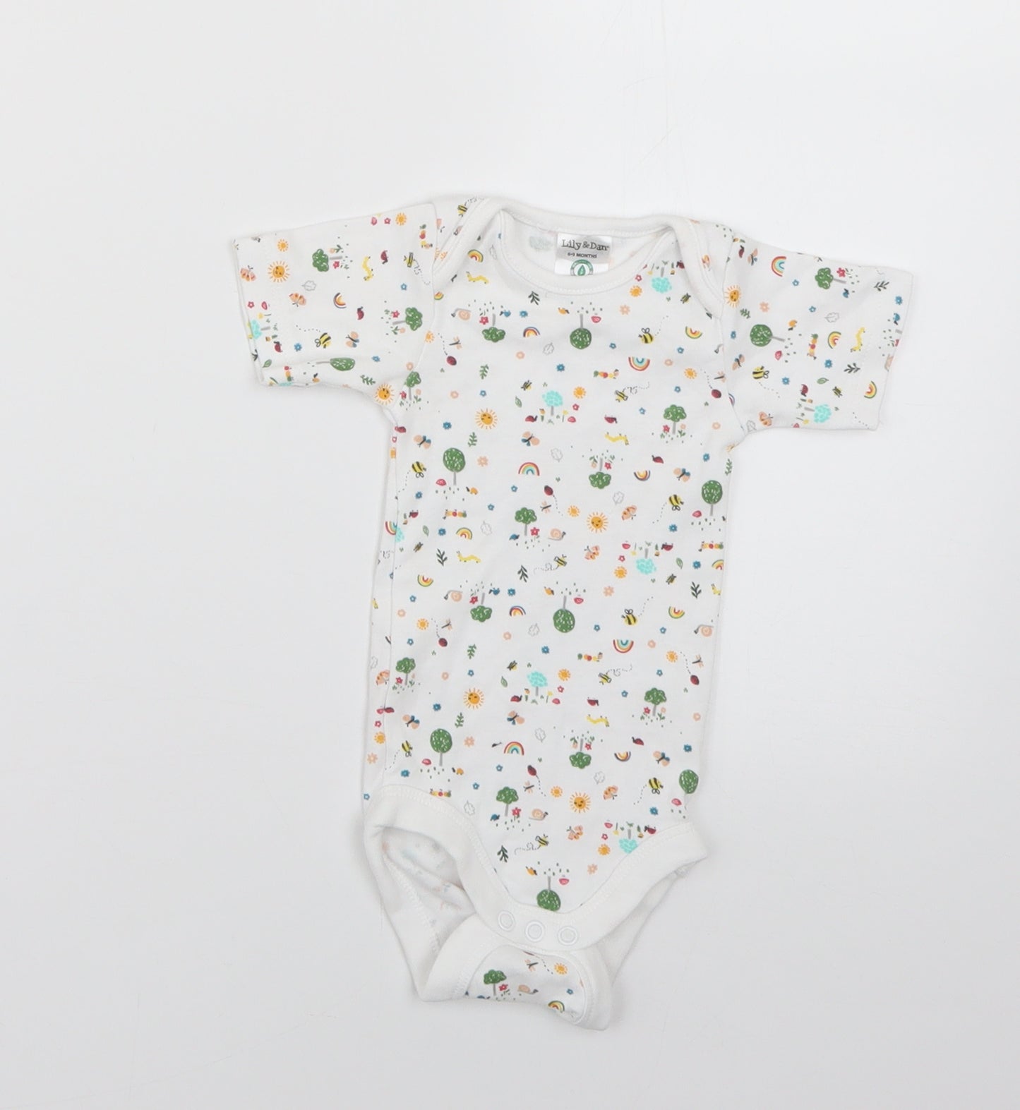 Lily&Dan Baby White Geometric  Babygrow One-Piece Size 6-9 Months