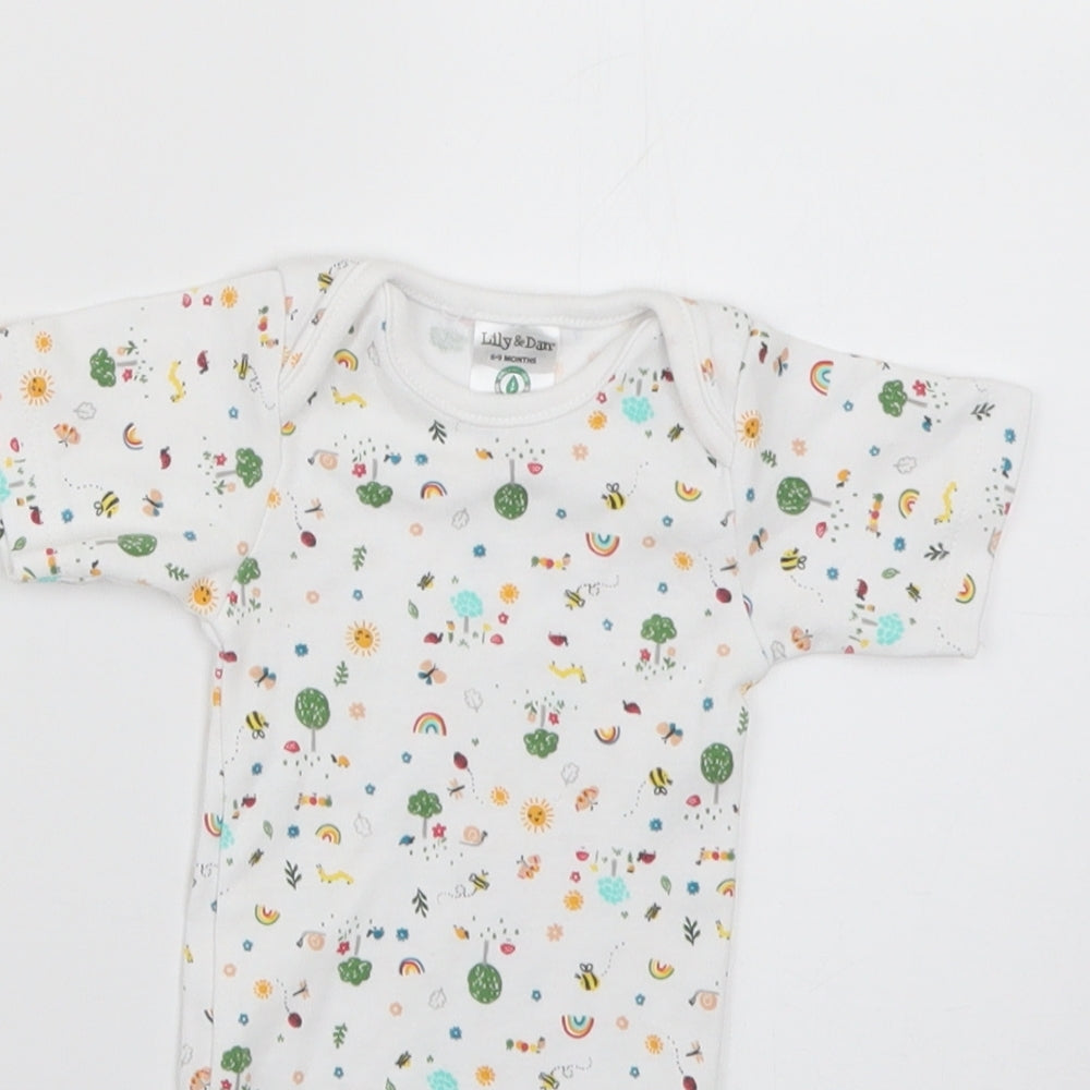 Lily&Dan Baby White Geometric  Babygrow One-Piece Size 6-9 Months