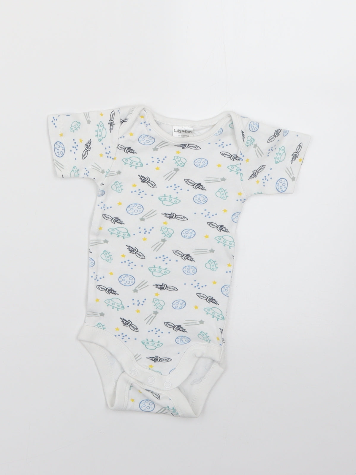 Lily & Dan Baby White Geometric  Babygrow One-Piece Size 6-9 Months