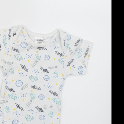 Lily & Dan Baby White Geometric  Babygrow One-Piece Size 6-9 Months