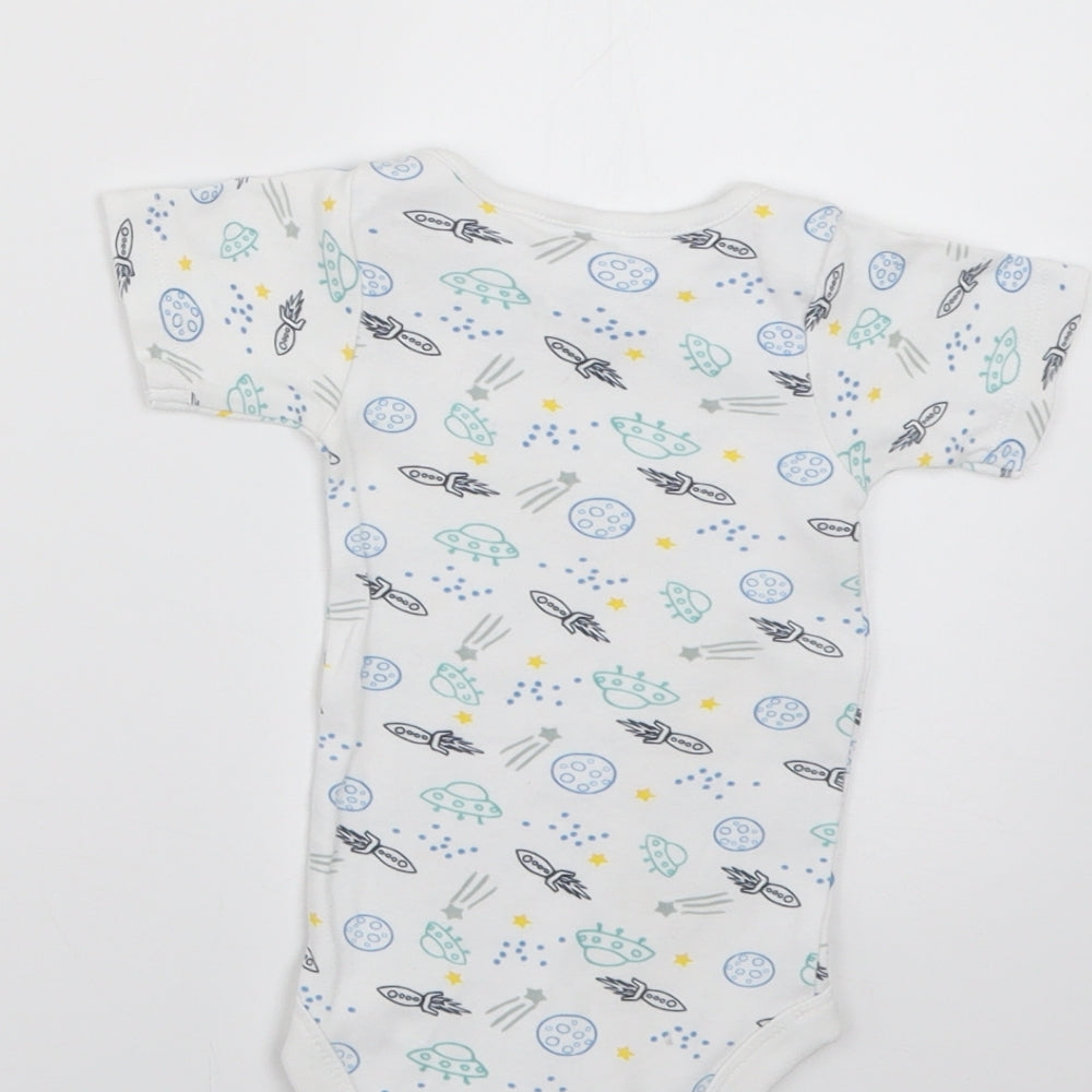 Lily & Dan Baby White Geometric  Babygrow One-Piece Size 6-9 Months