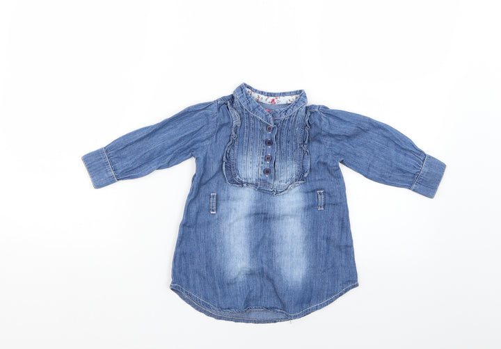 Minoti Baby Blue   Shirt Dress  Size 9-12 Months