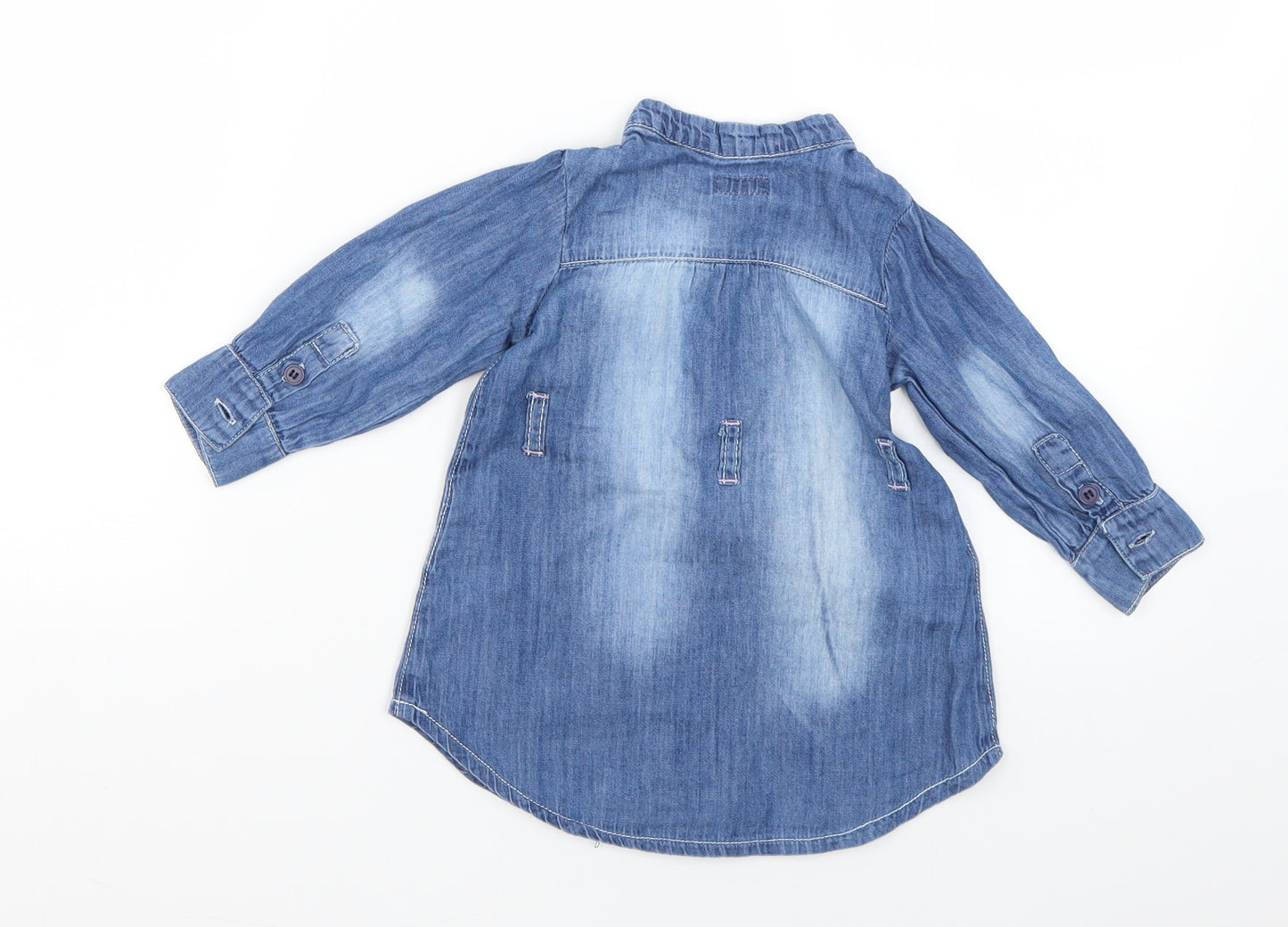 Minoti Baby Blue   Shirt Dress  Size 9-12 Months