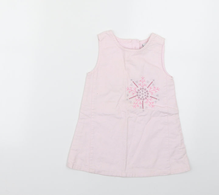 TU Baby Pink Geometric  Jumper Dress  Size 9-12 Months  - Christmas
