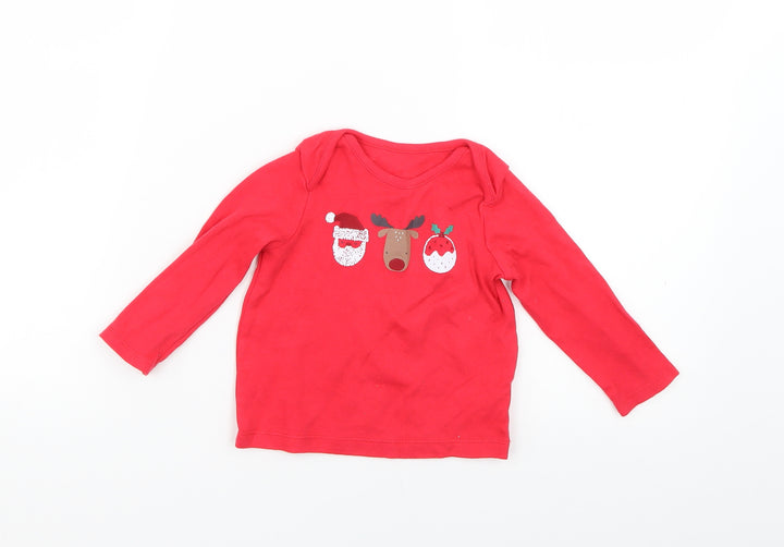 F&F Baby Red Geometric Basic T-Shirt Size 6-9 Months