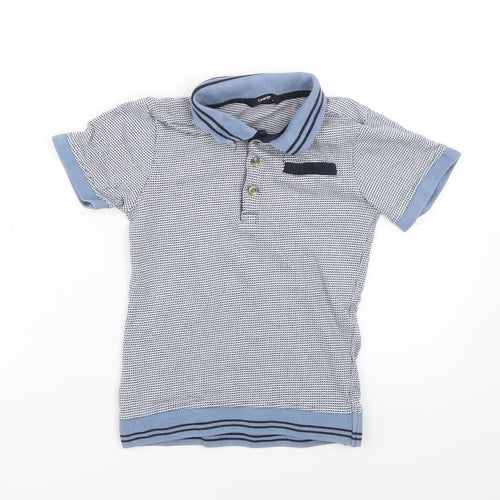 George Boys Blue Geometric  Basic Polo Size 7-8 Years