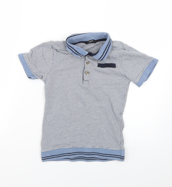 George Boys Blue Geometric  Basic Polo Size 7-8 Years
