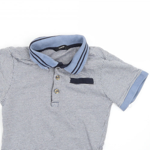 George Boys Blue Geometric  Basic Polo Size 7-8 Years