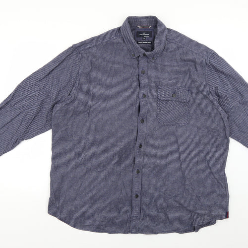 marks Mens Blue Argyle/Diamond   Button-Up Size 2XL
