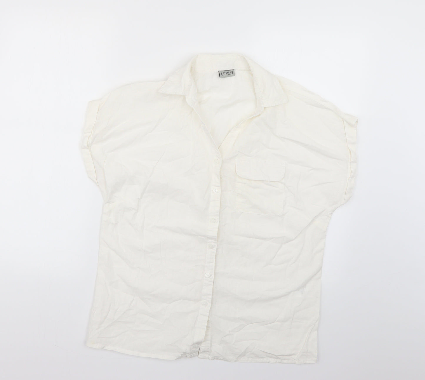 Avenue Womens White   Basic Button-Up Size 14