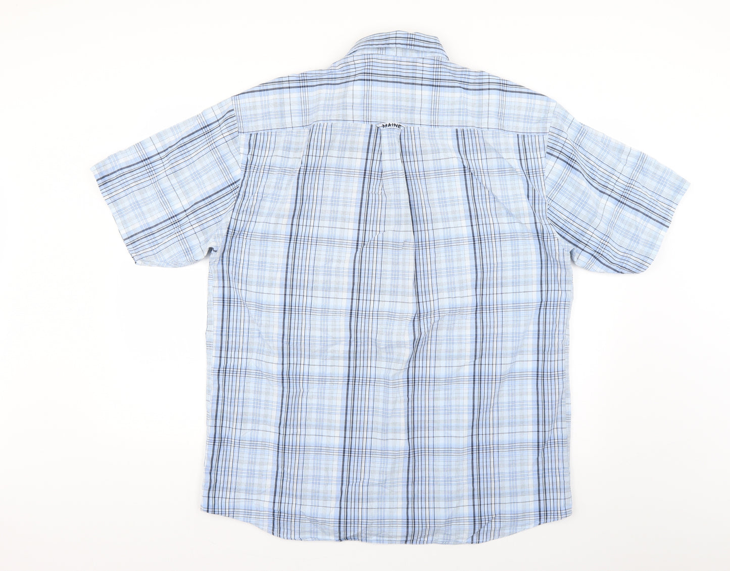 Maine Mens Blue Check   Button-Up Size L