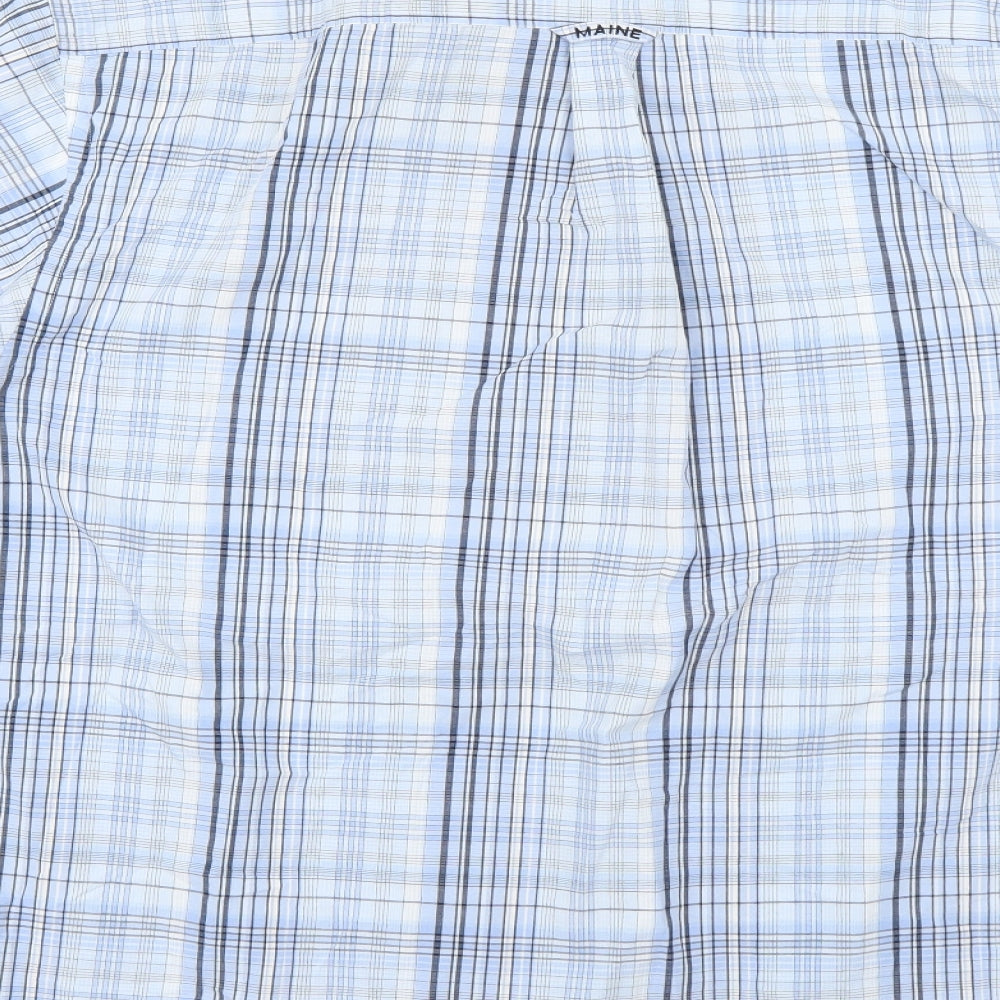 Maine Mens Blue Check   Button-Up Size L