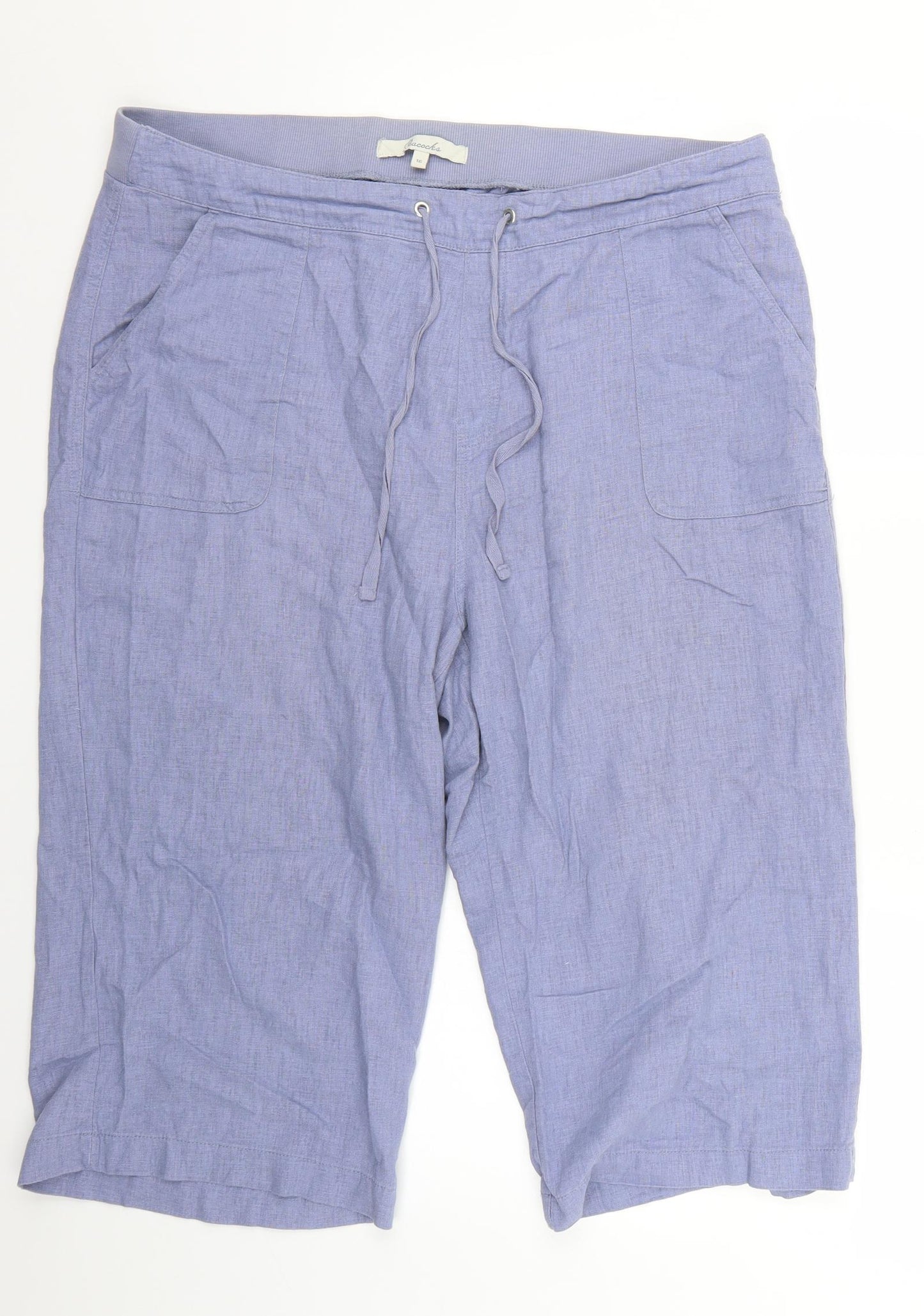 Peacocks Womens Blue   Cropped Trousers Size 16 L20 in