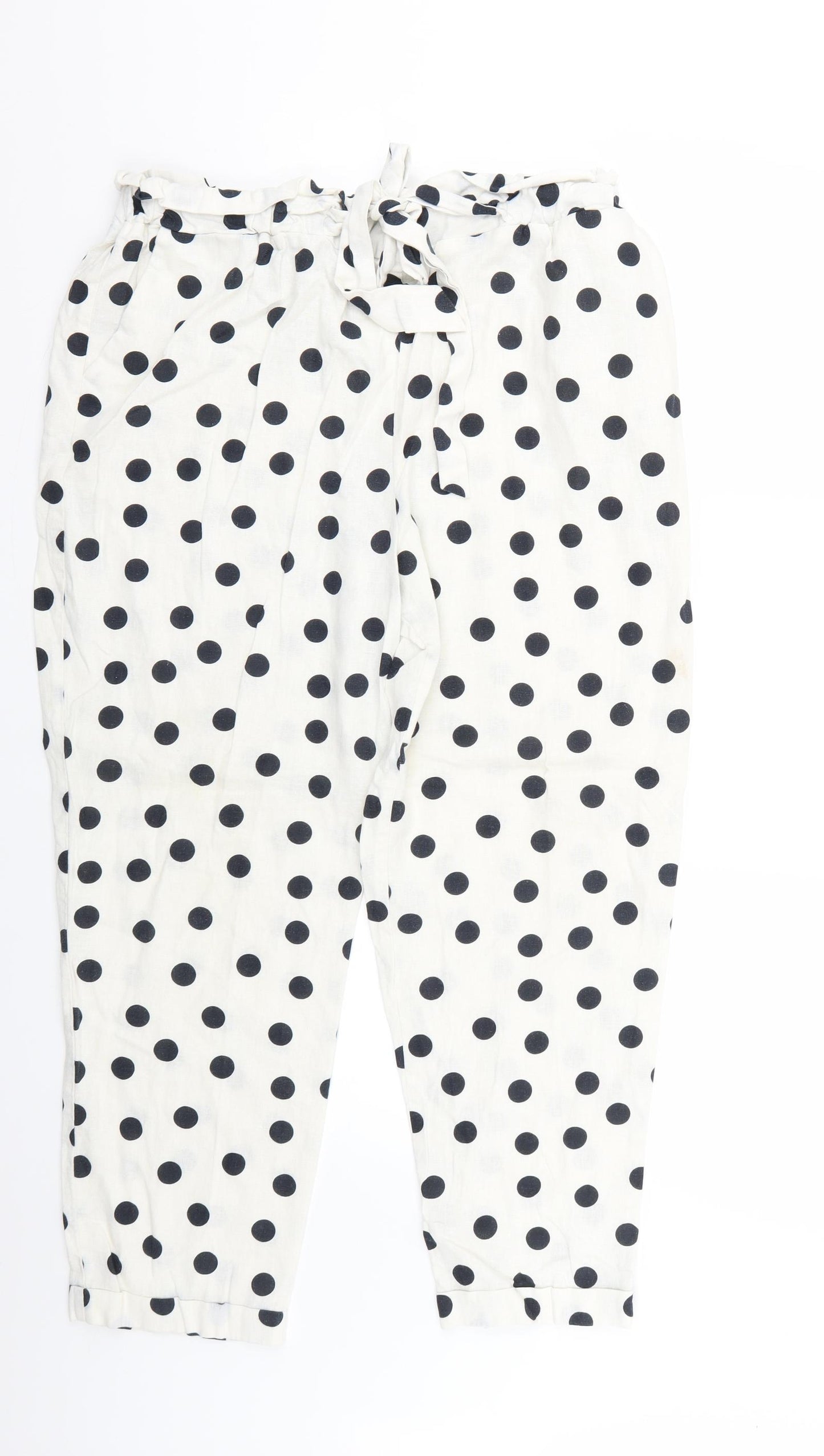 TU Womens White Polka Dot  Trousers  Size 16 L22.5 in