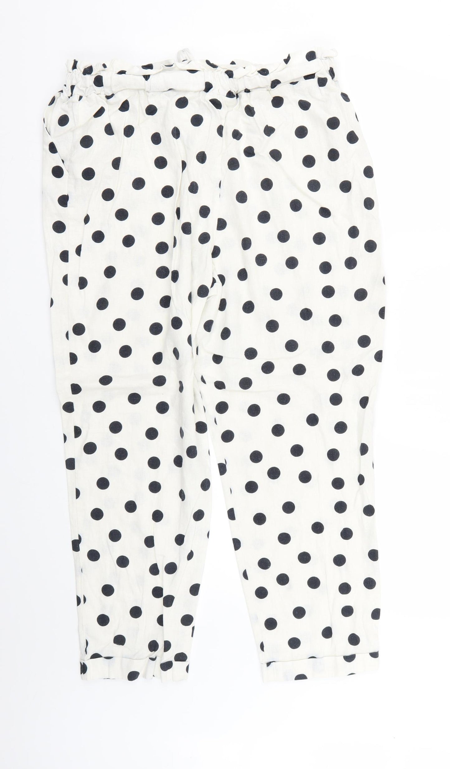 TU Womens White Polka Dot  Trousers  Size 16 L22.5 in