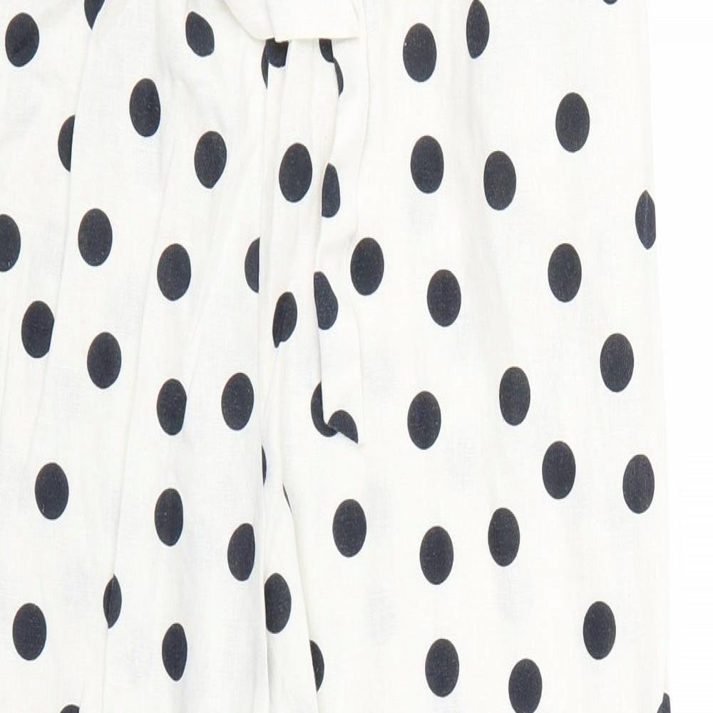 TU Womens White Polka Dot  Trousers  Size 16 L22.5 in