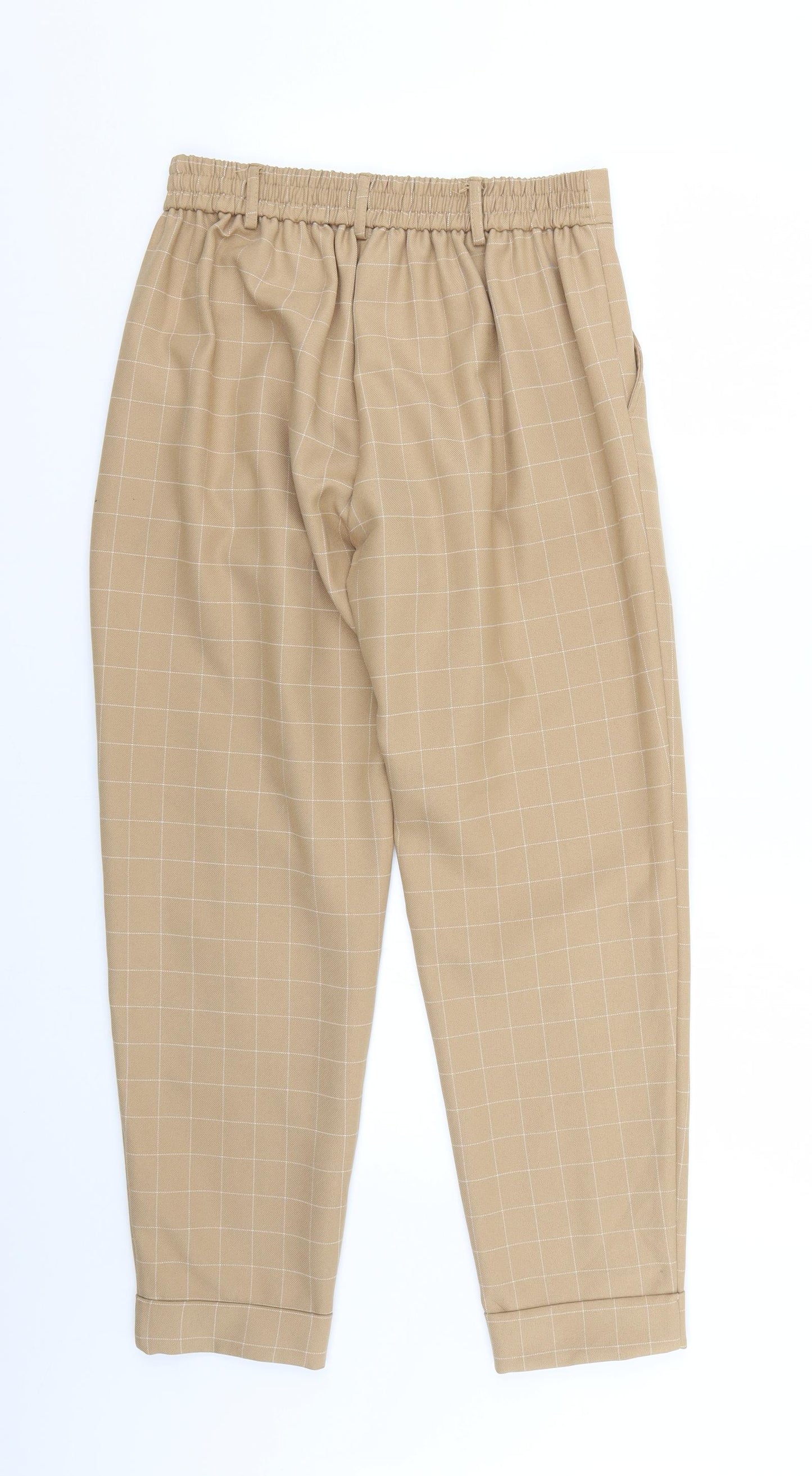 Primark Womens Beige Check  Trousers  Size 10 L25 in