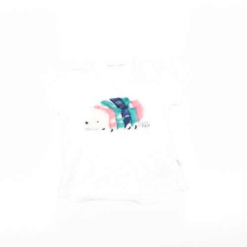 Kueza Baby White   Basic T-Shirt Size 18-24 Months  - Hedgehog