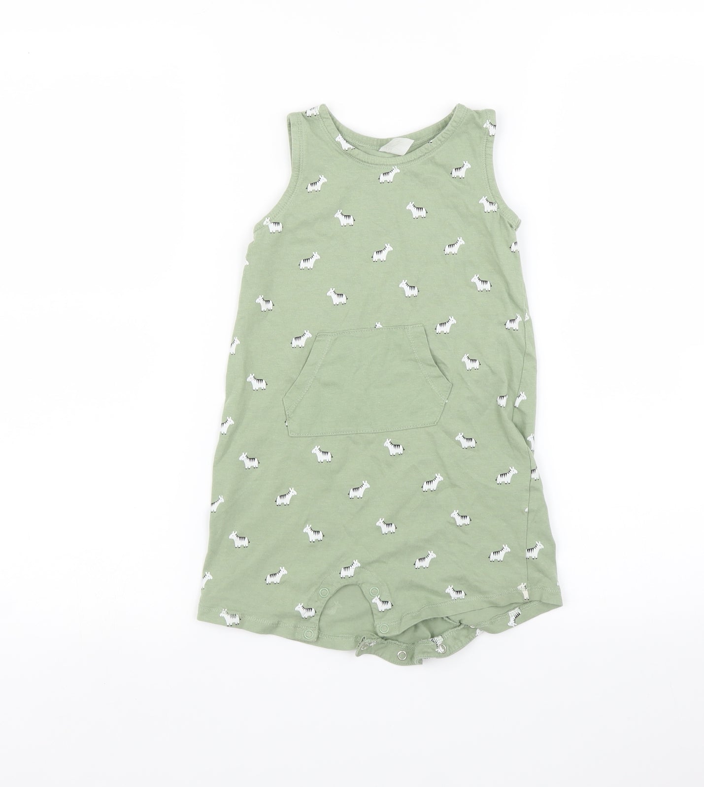 H&M Girls Green   Playsuit One-Piece Size 3-4 Years  - Zebra print
