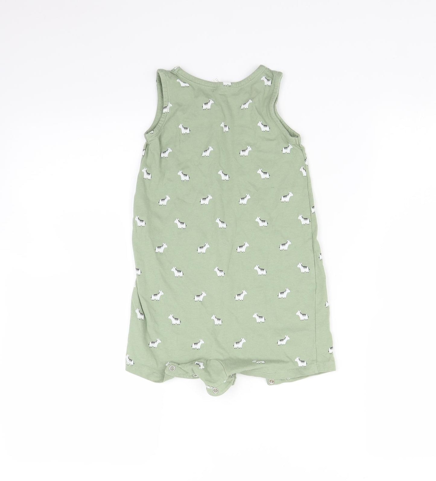 H&M Girls Green   Playsuit One-Piece Size 3-4 Years  - Zebra print