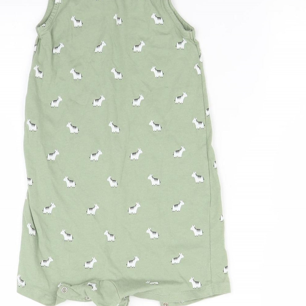 H&M Girls Green   Playsuit One-Piece Size 3-4 Years  - Zebra print