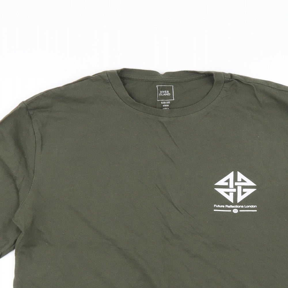 River Island Mens Green    T-Shirt Size M  - London Reflections