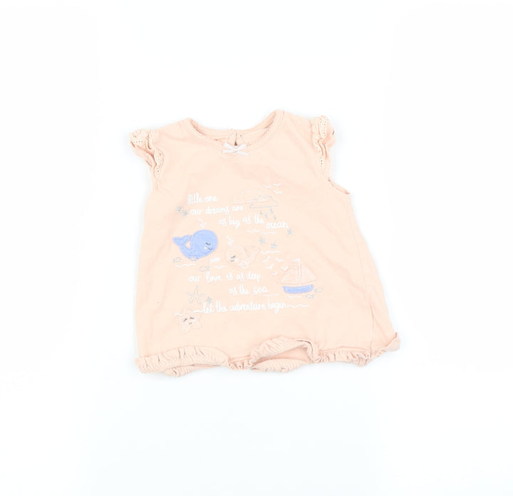George Baby Pink Basic T-Shirt Size 6-9 Months - Bird print