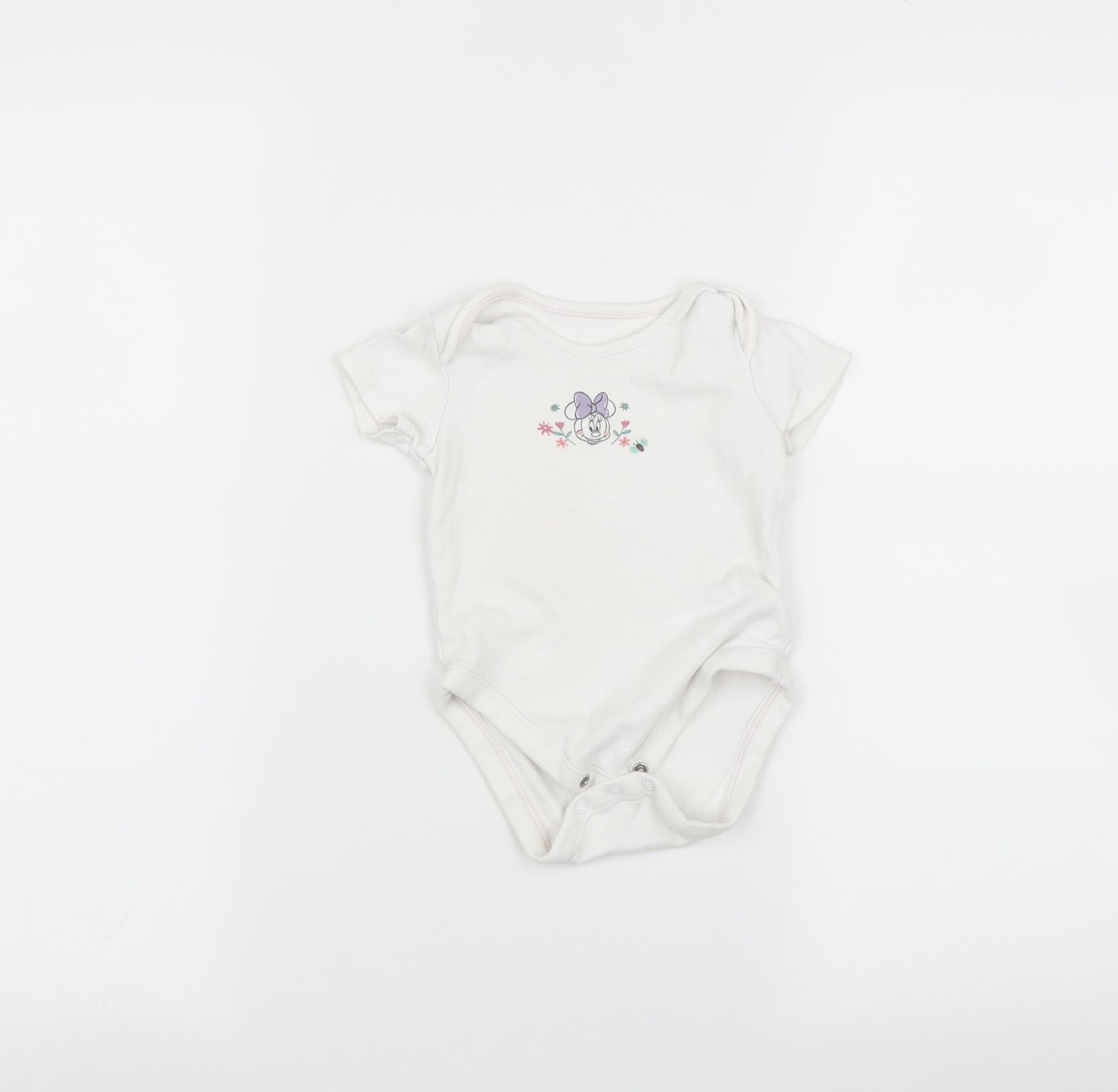 George Baby White   Babygrow One-Piece Size 9-12 Months  - Minnie Mouse