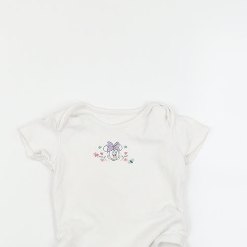 George Baby White   Babygrow One-Piece Size 9-12 Months  - Minnie Mouse