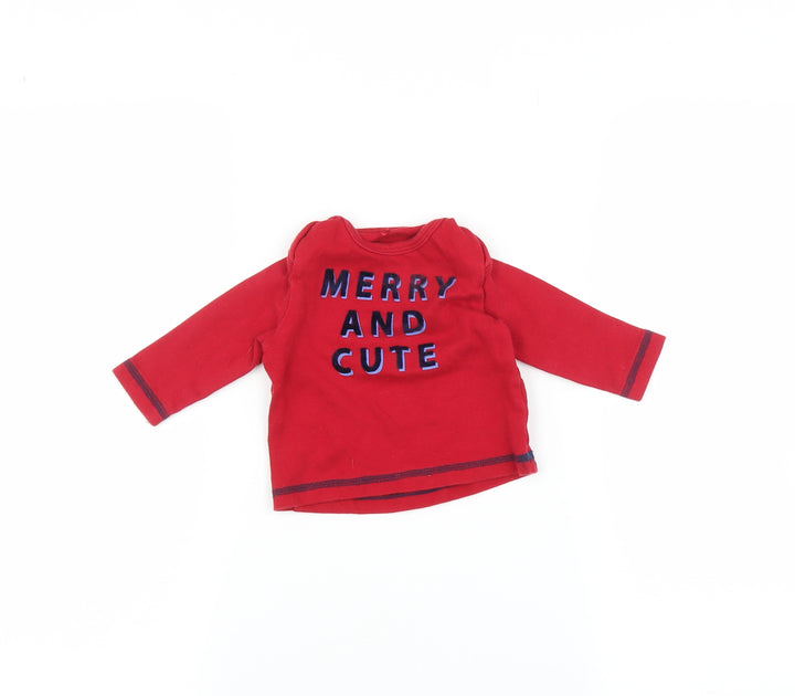 George Baby Red Pyjama Top Size 0-3 Months - Christmas top
