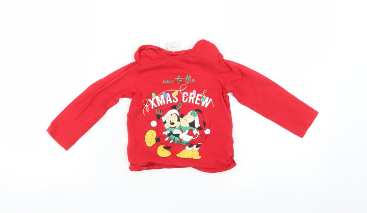 Disney Baby Multicoloured   Basic T-Shirt Size 18-24 Months  - Mickey Mouse christmas
