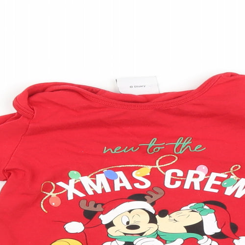 Disney Baby Multicoloured   Basic T-Shirt Size 18-24 Months  - Mickey Mouse christmas