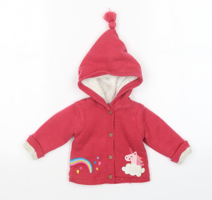F&F Girls Pink Full Zip Jumper Size 0-3 Months