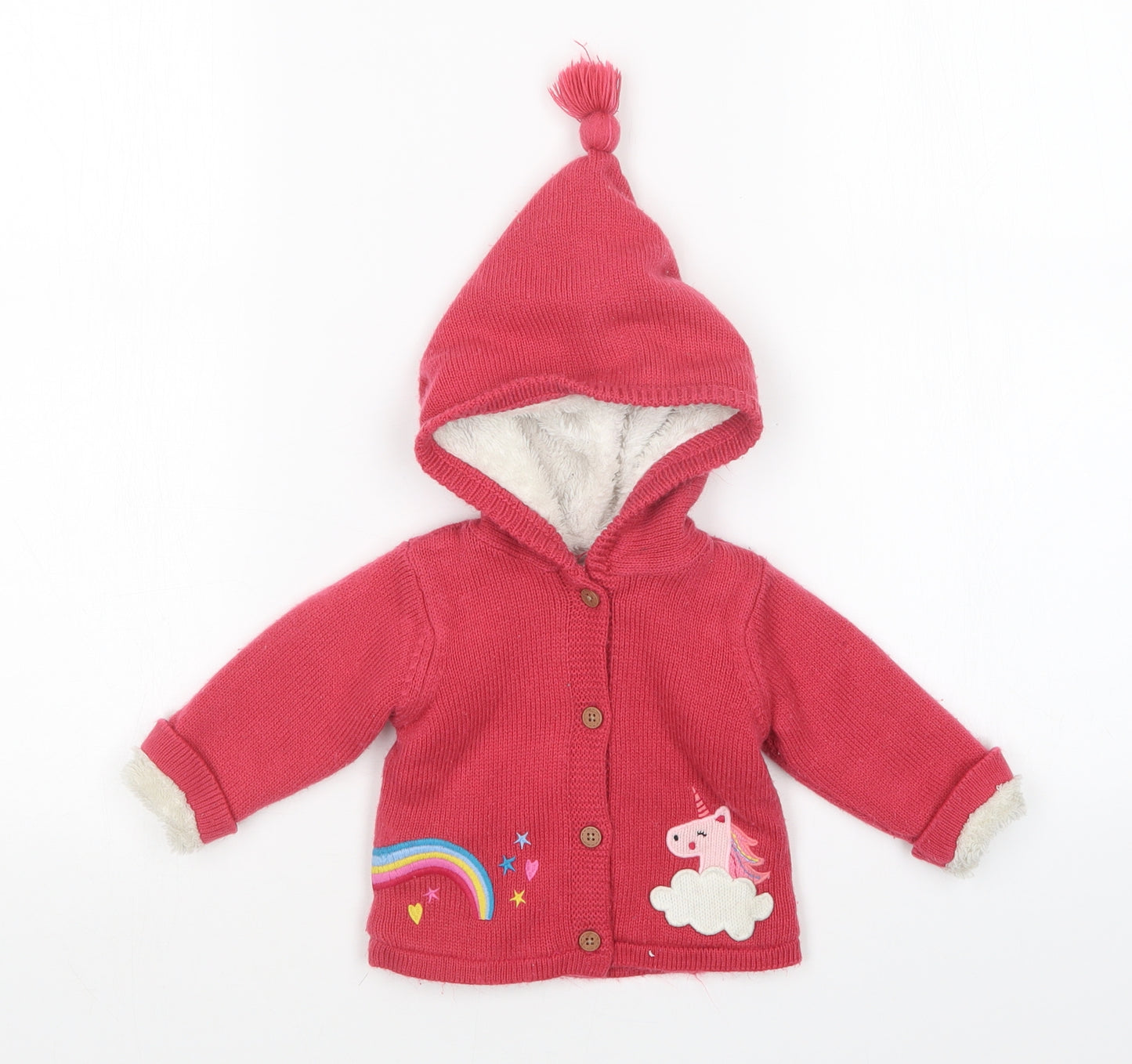 F&F Girls Pink   Full Zip Jumper Size 0-3 Months