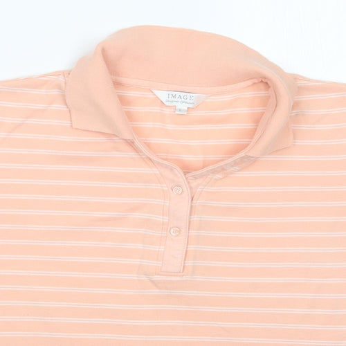 Image Womens Orange Striped  Basic Polo Size L