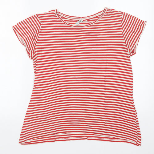 H&M Womens Red Striped  Basic T-Shirt Size L