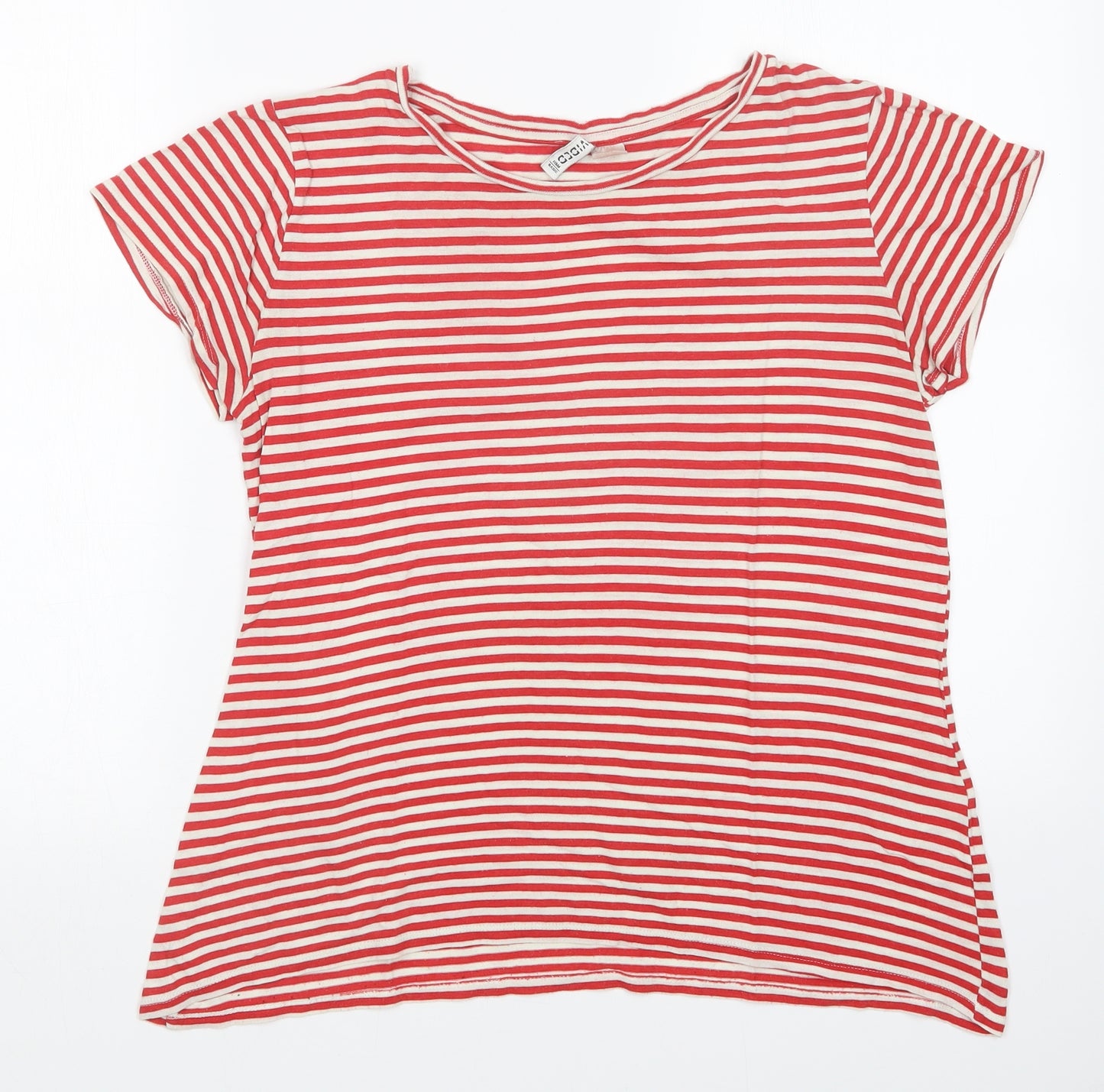 H&M Womens Red Striped  Basic T-Shirt Size L