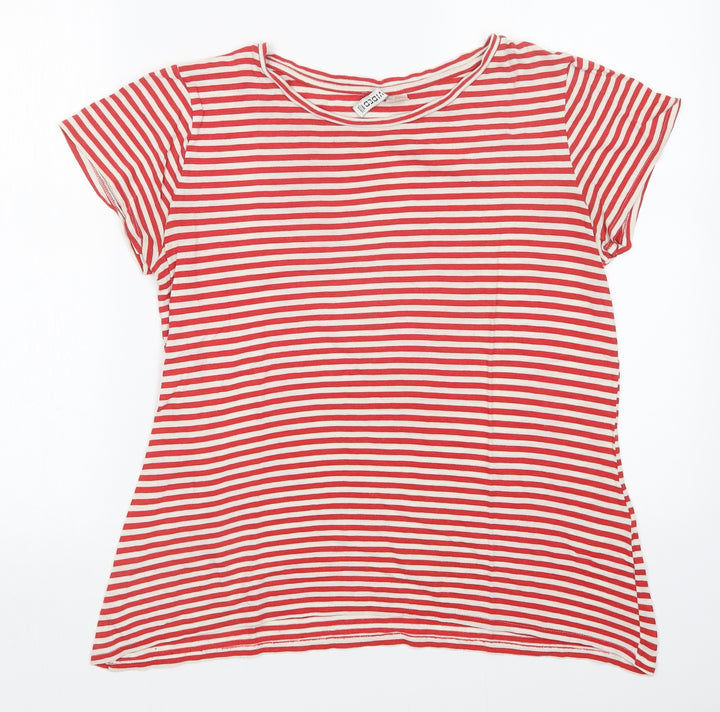 H&M Womens Red Striped  Basic T-Shirt Size L