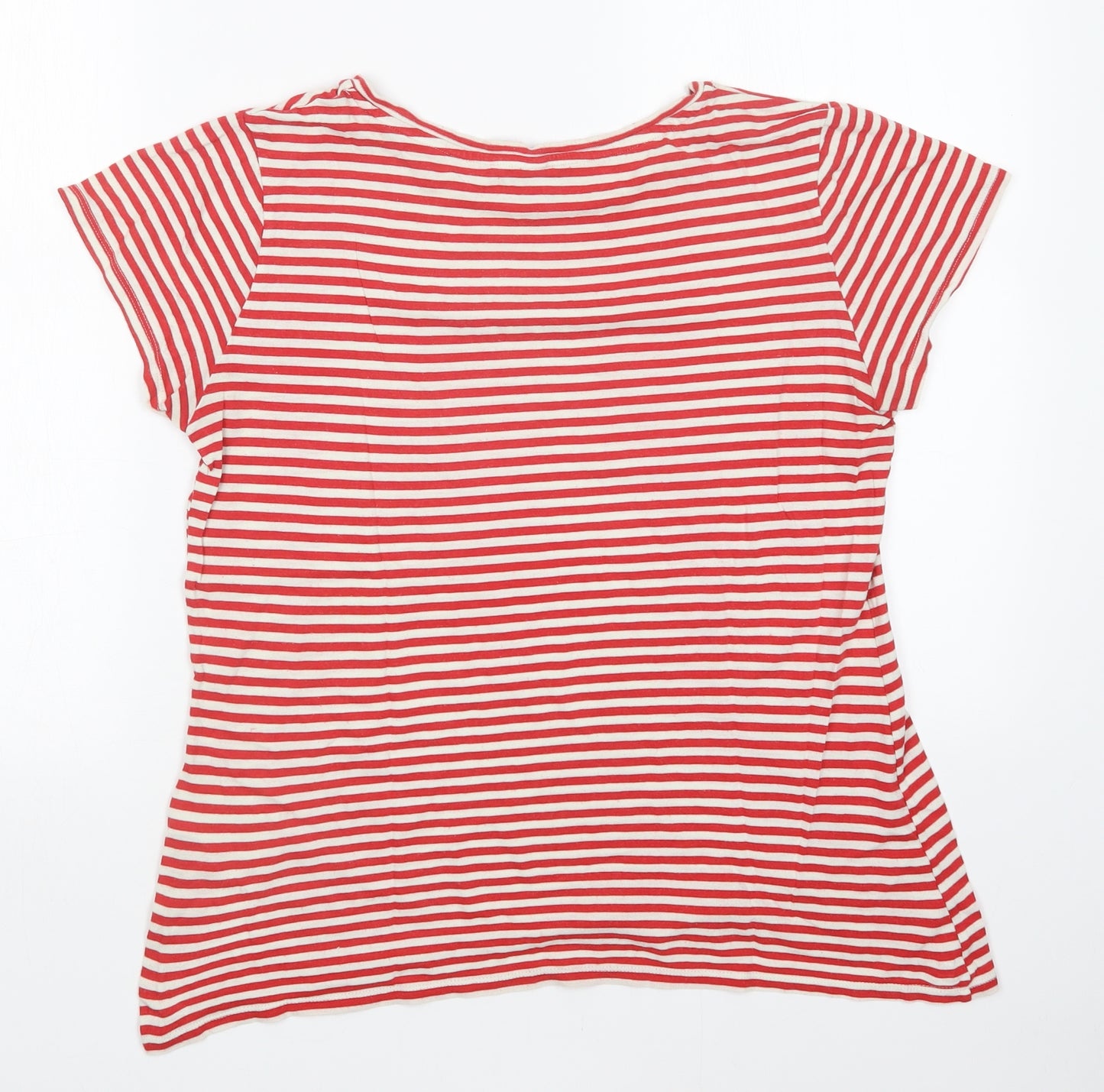 H&M Womens Red Striped  Basic T-Shirt Size L