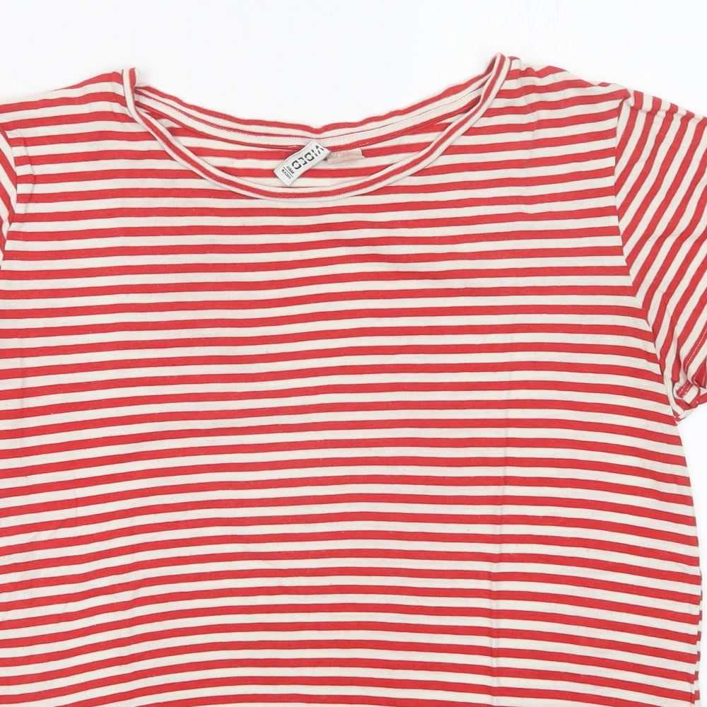 H&M Womens Red Striped  Basic T-Shirt Size L