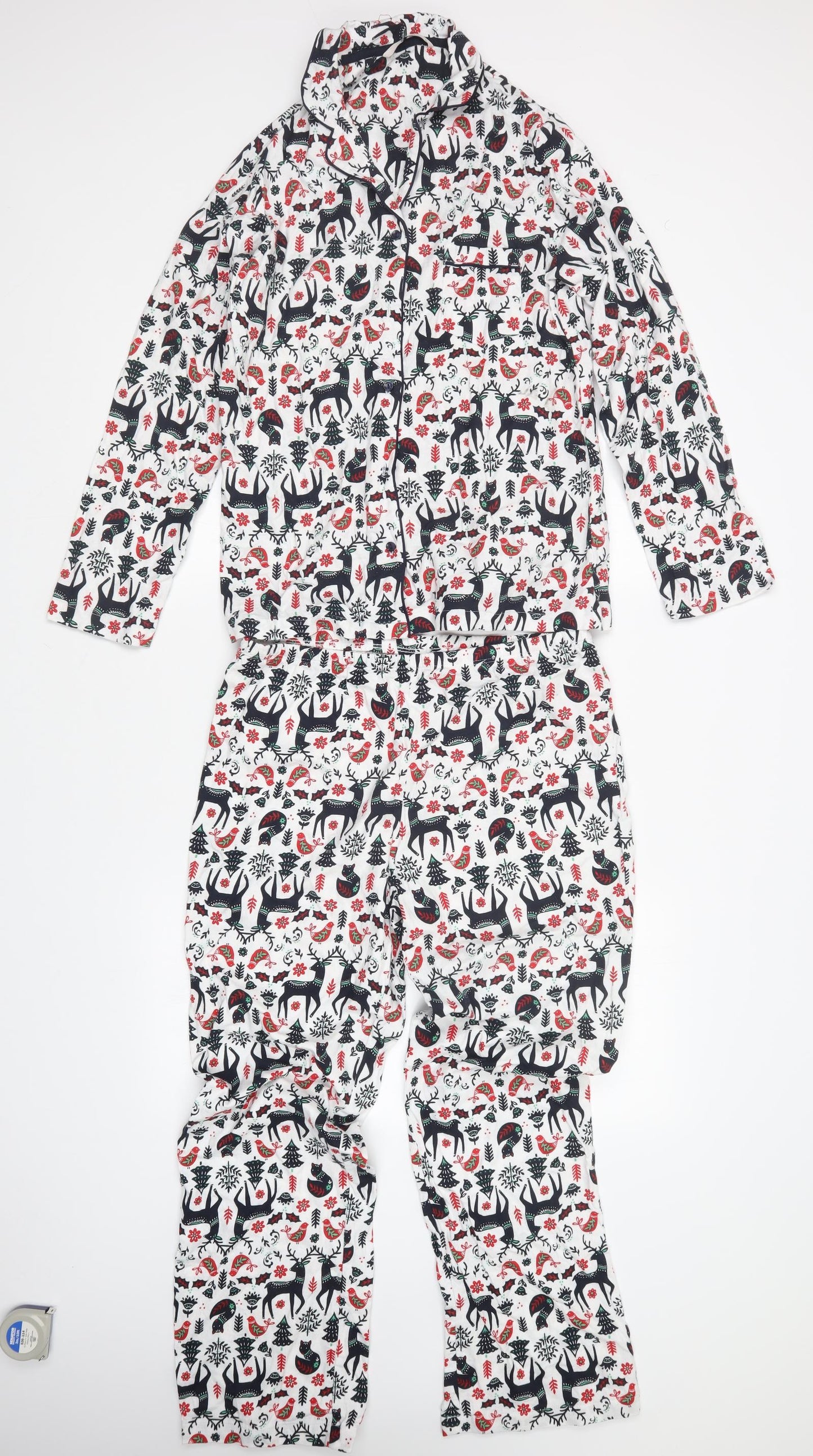 TU Womens Multicoloured Animal Print   Pyjama Set Size 10  - Christmas
