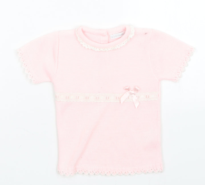 bluesbaby Girls Pink Pullover Jumper Size 9-12 Months