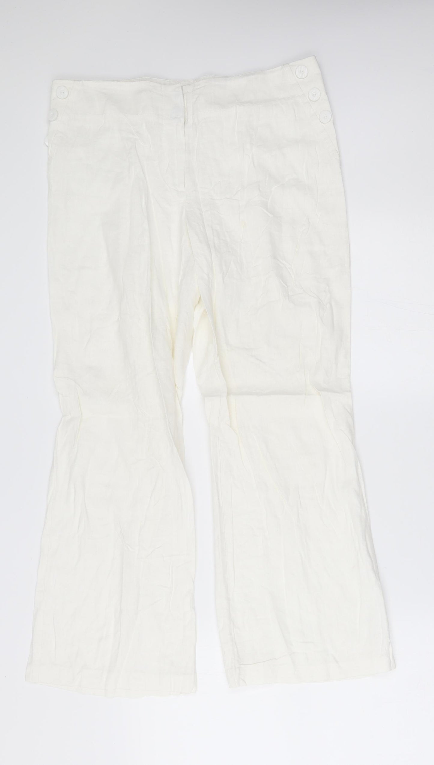 M&S Womens White   Trousers  Size 12 L25 in