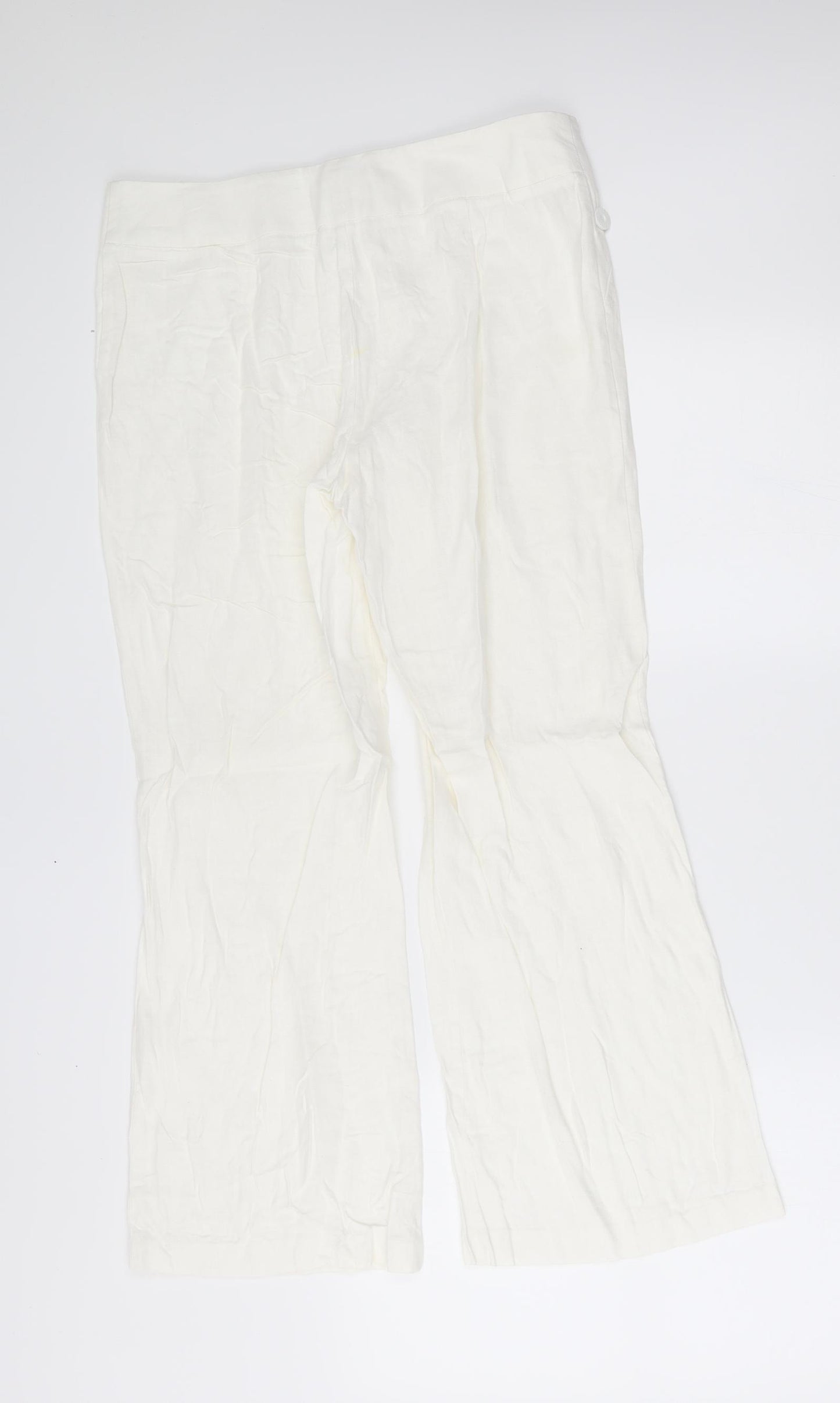 M&S Womens White   Trousers  Size 12 L25 in