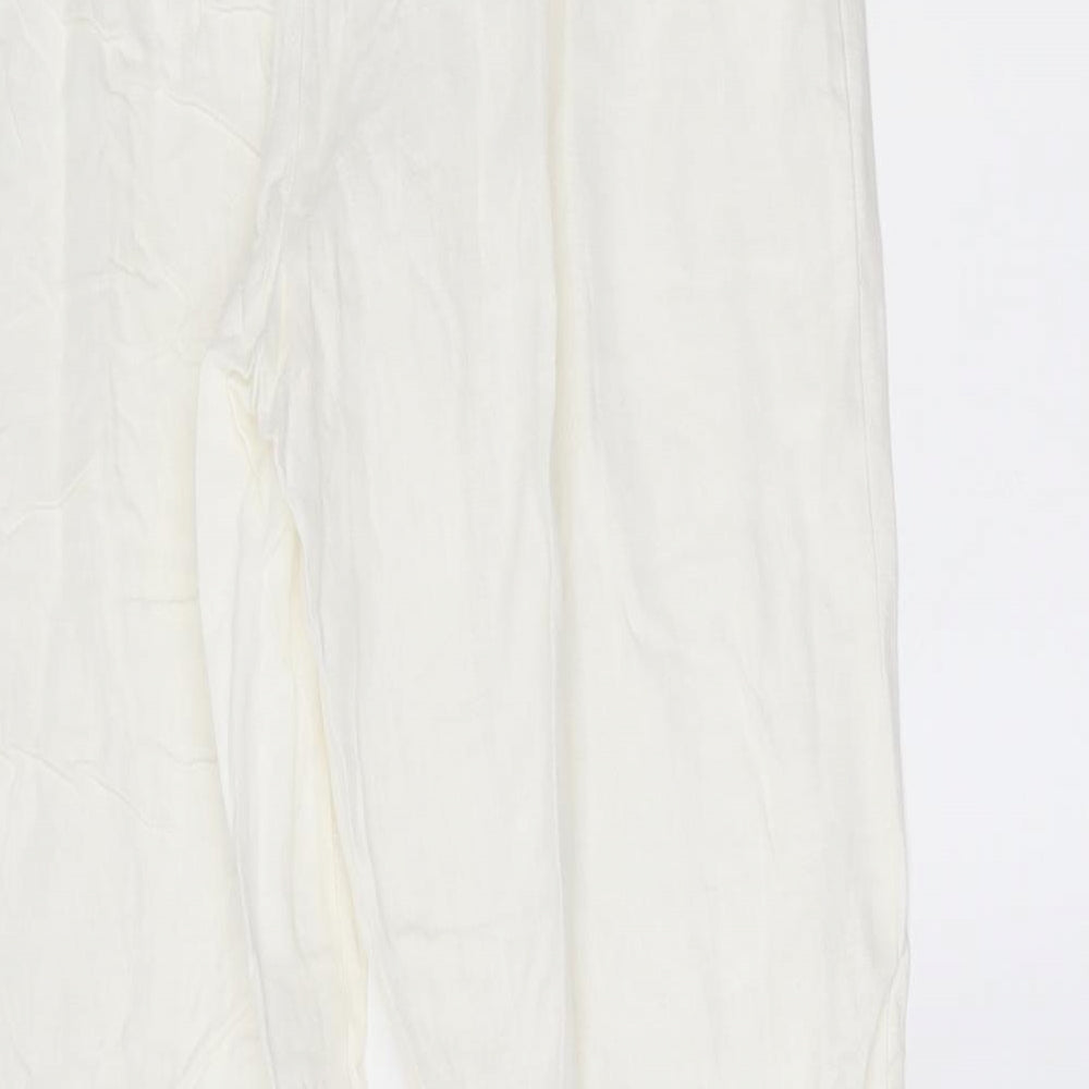 M&S Womens White   Trousers  Size 12 L25 in