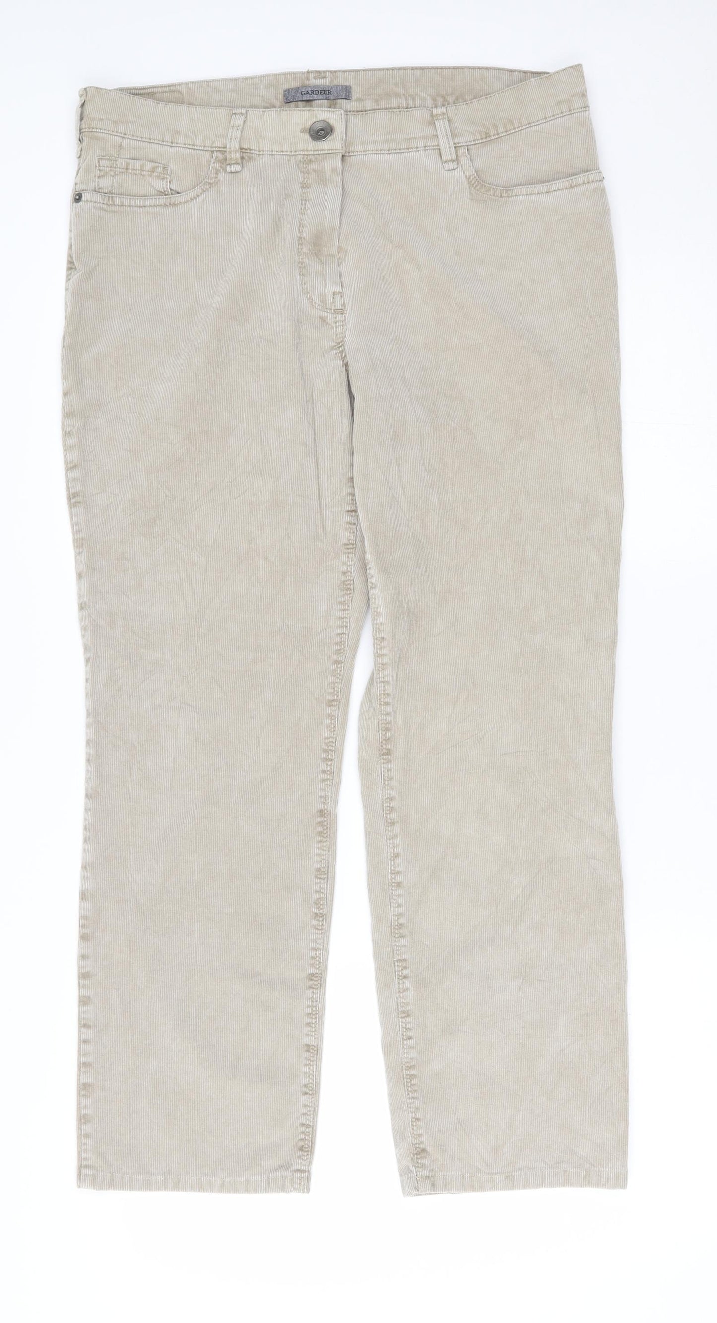 GARDEUR Womens Beige  Corduroy Straight Jeans Size 16 L27 in