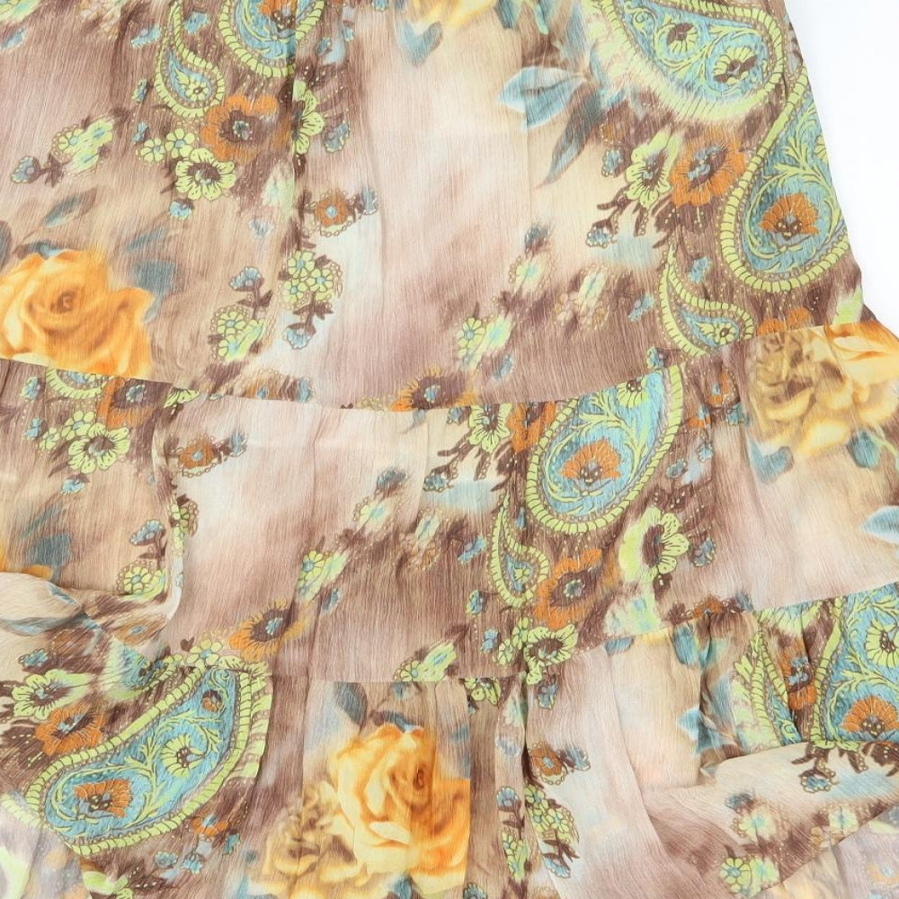 alabay Womens Brown Floral  Maxi Skirt One Size