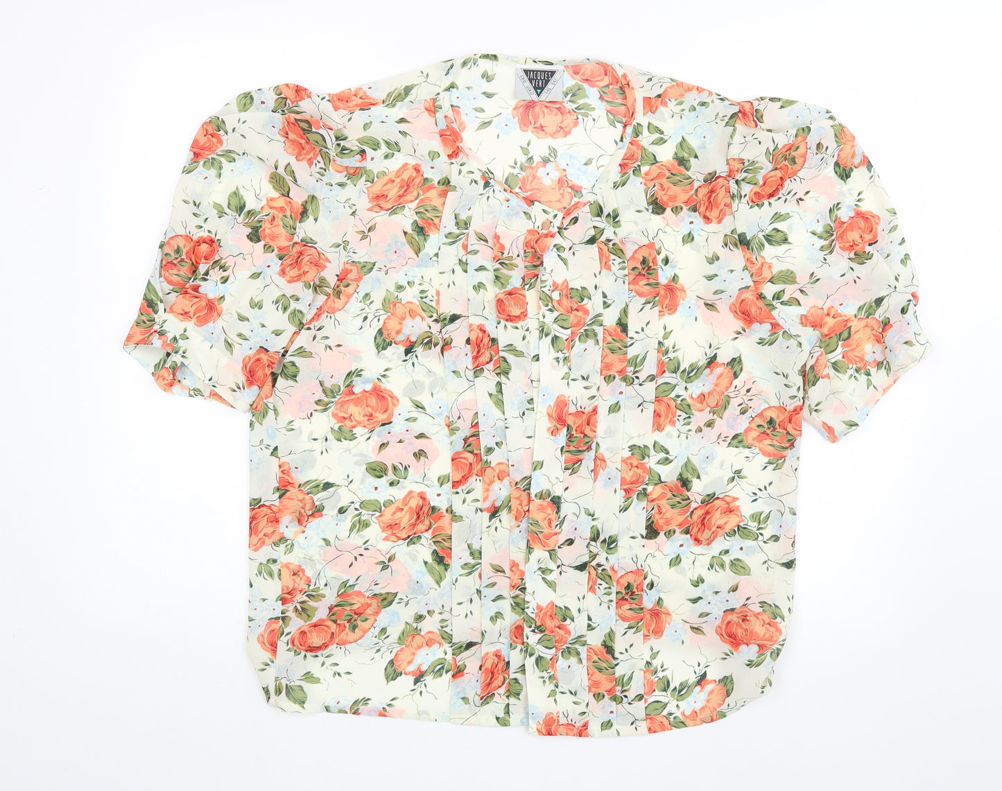 Jacques Vert Womens Green Floral  Basic Button-Up Size 16